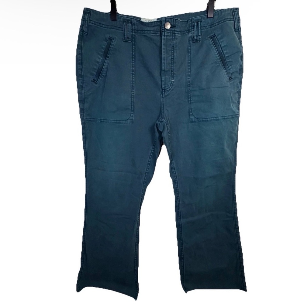 Pilcro Anthropologie Yaya Crop Flare Raw Hem Blue Pants Size 32 Western Boho